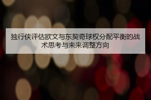 独行侠评估欧文与东契奇球权分配平衡的战术思考与未来调整方向